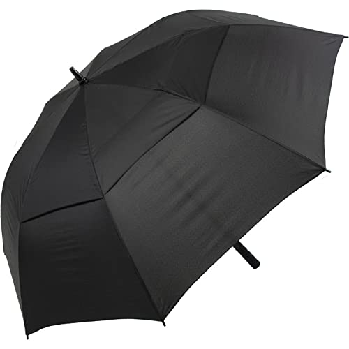 Falcone® Stabiler XXL Fiberglas Automatik Regenschirm mit Ventilationsbezug - schwarz von Falcone
