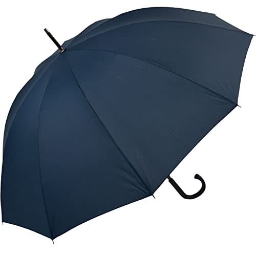 Falcone® XXL Regenschirm 10-teilig Fiberglas windsicher Rundhakengriff - Navy von Falcone