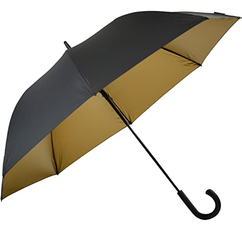 Falcone® luxuriöser XXL Regenschirm Automatik Fiberglas - schwarz-Gold von Falcone