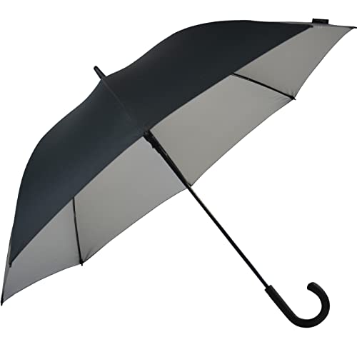 Falcone® luxuriöser XXL Regenschirm Automatik Fiberglas - schwarz-Silber von Falcone