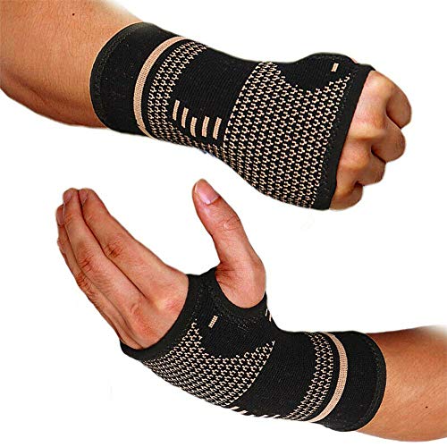 Faletony (2er-Set Handgelenk Bandage Handgelenkschiene Copper Handgelenk Handgelenkschoner Handbandage Handgelenkstütze Sportbandagen für Sport, Fitness, Krafttraining, Bodybuilding von Faletony