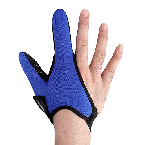 Faletony Angelhandschuhe Doppel-Fingerschutz Angelhandschuhe Schutzhandschuhe Professionelle Schutz Elastisches Angelzubehör für Outdoor-Angeln (Rechte Hand blau) von Faletony