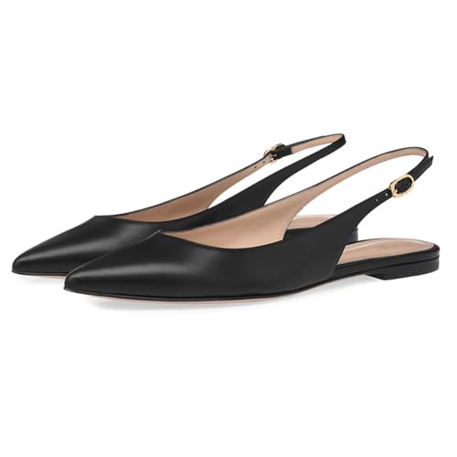 FamMe Flache Slingback-Pumps für Damen aus PU-Leder, Mary-Jane-Schuhe, geschlossene Pumps mit spitzer Spitze, zum Reinschlüpfen, Bequeme Flache Abendschuhe für die Freizeit,Schwarz,41 FamMe Flache Slingback-Pumps für Damen aus PU-Leder, Mary-Jane-Schuhe, geschlossene Pumps mit spitzer Spitze, zum Reinschlüpfen, Bequeme Flache Abendschuhe für die Freizeit,Schwarz,41 von FamMe