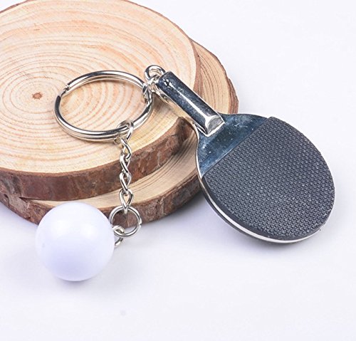 Tischtennis mit Ball Tischtennisschläger in schwarz und Ball Schlüsselanhänger Ping Pong Metall | Geschenk | Männer | Herren | Kinder | Jungen | Schläger | Sport | schwarz von Familienkalender