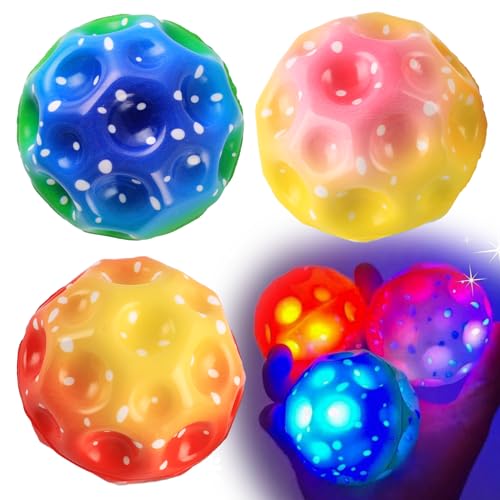 Famini 3 Stück Leuchtender Astro Jump Ball, Mehrfarbig Space Moon Ball, Leuchtender Mini Jump Ball, Super High Bouncing Lightweight Springen Ball, Space Ball Bounce Ball Galaxy Ball für Kinder Gift von Famini