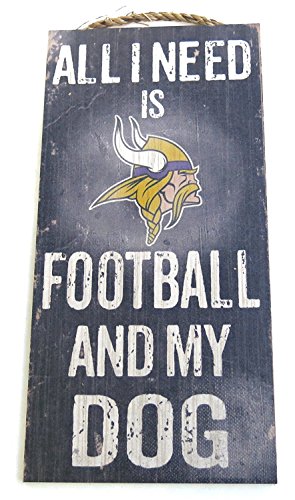 Minnesota Vikings Wanddeko Hundeschild NFL "All I Need Is Vikings Football and My Dog" von Fan Creations