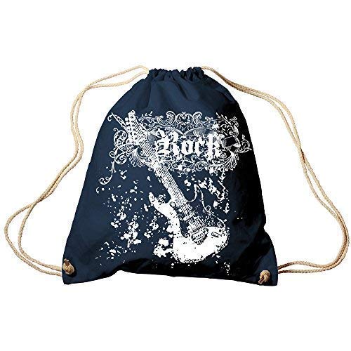 Fan-O-Menal Textilien Trend-Bag Turnbeutel Sporttasche Rucksack mit Print - Rock Guitar - TB65303 Farbe Navy von Fan-O-Menal Textilien