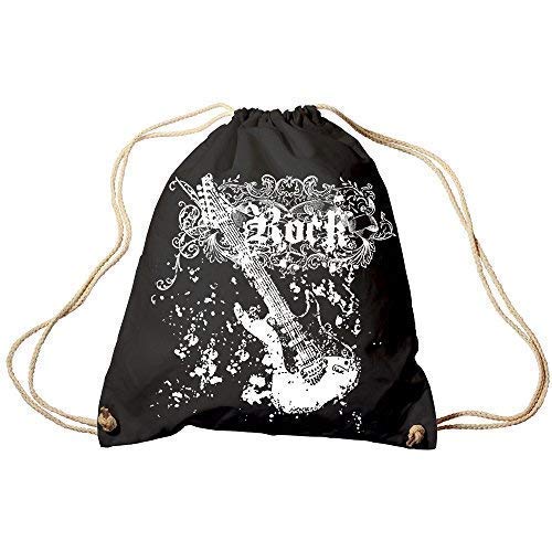 Fan-O-Menal Textilien Trend-Bag Turnbeutel Sporttasche Rucksack mit Print - Rock Guitar - TB65303 Farbe schwarz von Fan-O-Menal Textilien