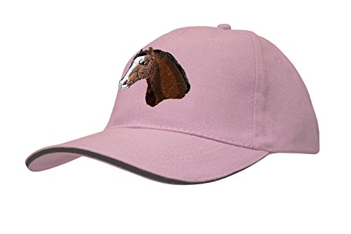 Baseballcap mit Einstickung - Pferd Pferdekopf weiße Plesse - versch. Farben 69250 Farbe rosa von Fan-O-Menal