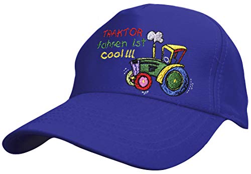 Fan-O-Menal Baumwollcappy - Kinder Cap mit Buntem Stick - Traktor Fahren ist cool - 69116 blau - Baumwollcap Baseballcap Schirmmütze Hut Kids von Fan-O-Menal