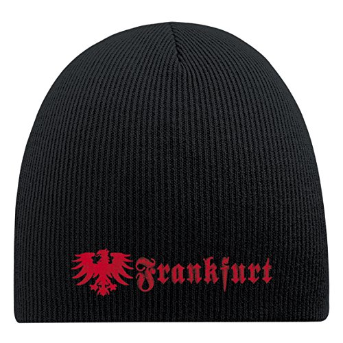 Fan-O-Menal Mütze Beanie mit Einstickung - Frankfurt Adler rot - 54832 schwarz von Fan-O-Menal