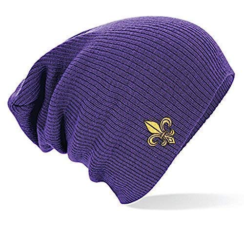 Slouch-Beanie Longbeanie Mütze mit hochwertiger Einstickung - Lilie - versch. Farben - 54401 Farbe lila von Fan-O-Menal