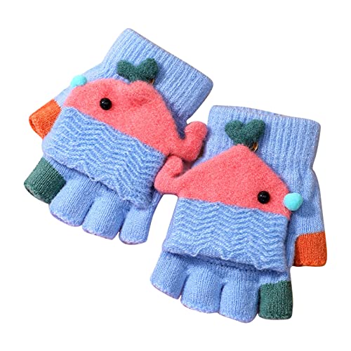 Fannyfuny Strickhandschuhe Kinder Handschuhe Junge Mädchen Halbfinger Fäustlinge Flip-Top Winterhandschuhe mit Plüschfutter Herbst Winter Fingerhandschuhe Kinderhandschuhe Weiche Warme für 1-3 Jahre von Fannyfuny