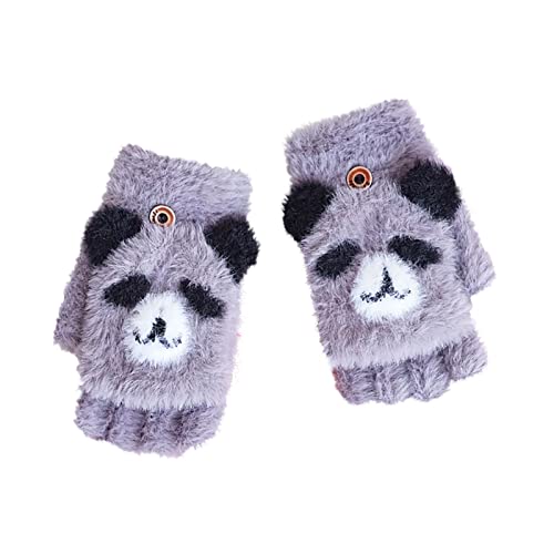 Fannyfuny Strickhandschuhe Kinder Handschuhe Junge Mädchen Halbfinger Fäustlinge Flip-Top Winterhandschuhe mit Plüschfutter Herbst Winter Fingerhandschuhe Kinderhandschuhe Weiche Warme für 1-3 Jahre von Fannyfuny