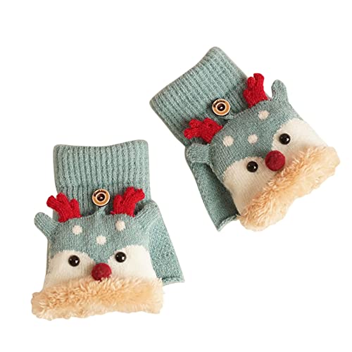 Fannyfuny Strickhandschuhe Kinder Handschuhe Junge Mädchen Halbfinger Fäustlinge Flip-Top Winterhandschuhe mit Plüschfutter Herbst Winter Fingerhandschuhe Kinderhandschuhe Weiche Warme für 1-3 Jahre von Fannyfuny