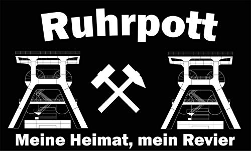 Fanshop Lünen Fahne_Flagge_Ruhrpott_Meine_Heimat_Mein_Revier_90x150_cm_Hissfahne_mit_Ösen_schwarz von Fanshop Lünen