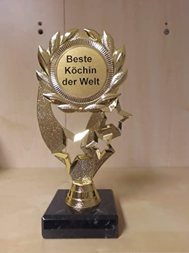 Fanshop Lünen Pokal Beste Köchin der Welt Geschenk Geburtstag Sportpokal Gr. 19,5 cm, (Gold) - Trophäe - Pokale - mit Gravur - (A322) von Fanshop Lünen