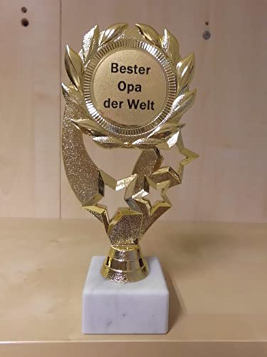 Fanshop Lünen Pokal Bester Opa der Welt - Geburtstag - Gr. 19,5 cm - Trophäe - Geschenk - Pokale - mit Gravur - (A1) von Fanshop Lünen