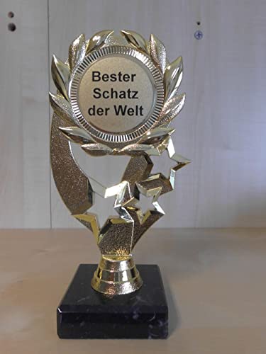 Fanshop Lünen Pokal Bester Schatz der Welt Geschenk Geburtstag Sportpokal Gr. 19,5 cm, (Gold) - Trophäe - Pokale - mit Gravur - (A322) von Fanshop Lünen