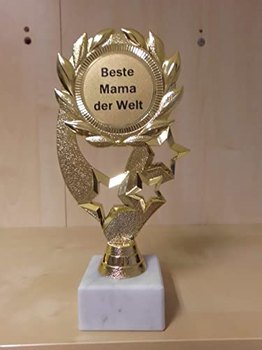 Fanshop Lünen Pokal Geschenk Beste Mama der Welt Geburtstag - Gr. 19,5 cm - Trophäe - Pokale - mit Gravur - (A1) von Fanshop Lünen
