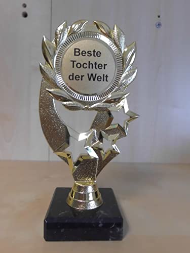 Fanshop Lünen Pokal Geschenk Beste Tochter der Welt - Geburtstag - Sportpokal - Gr. 19,5 cm, (Gold) - Trophäe - Pokale - mit Gravur - (A322) von Fanshop Lünen