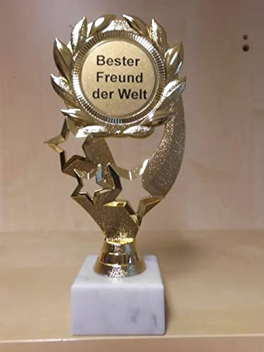 Fanshop Lünen Pokal Geschenk - Bester Freund der Welt - Geburtstag - Sportpokal - Gr. 19,5 cm - Trophäe - Pokale - (A1) von Fanshop Lünen