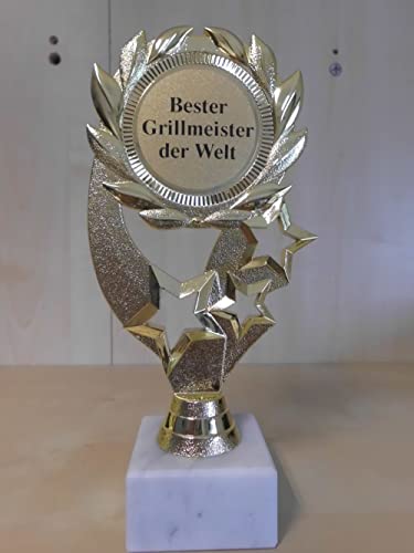 Fanshop Lünen Pokal Geschenk Bester Grillmeister der Welt Geburtstag - Gr. 19 cm, (Gold) - Trophäe - mit Gravur - (A1) von Fanshop Lünen
