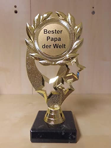 Fanshop Lünen Pokal Geschenk Bester Papa der Welt - Geburtstag - Sportpokal - Gr. 19,5 cm, (Gold) - Trophäe - Pokale mit Gravur - (A322) von Fanshop Lünen