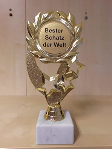 Fanshop Lünen Pokal Geschenk Bester Schatz der Welt - Geburtstag - Sportpokal - Gr. 19,5 cm - Trophäe - Pokale - mit Gravur - (A1) von Fanshop Lünen