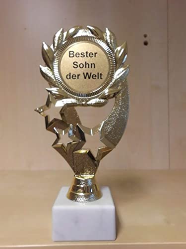 Fanshop Lünen Pokal Geschenk Bester Sohn der Welt - Geburtstag - Sportpokal - Gr. 19,5 cm - Trophäe - mit Gravur - (A1) von Fanshop Lünen