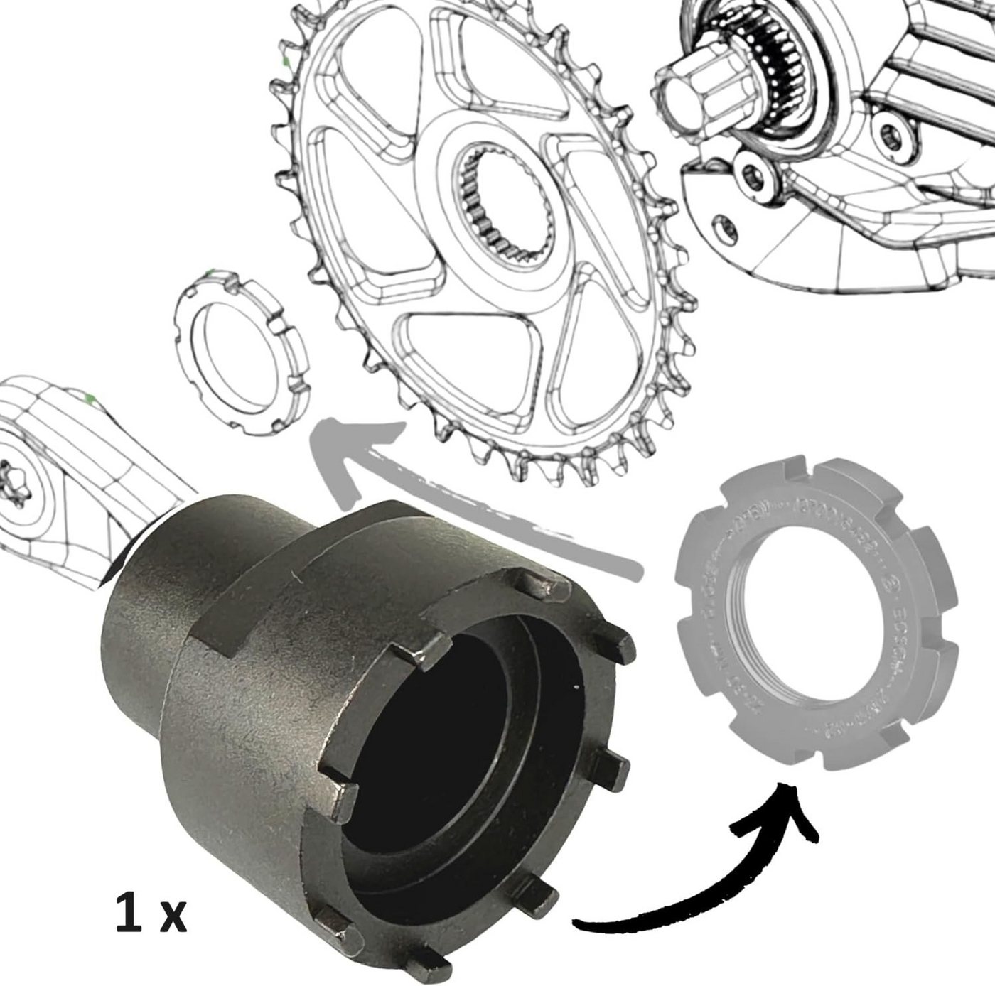 Fantic26 Fahrrad-Montageständer Ebike Kettenblatt Lockring Tool für Brose Drive S Bosch Gen3 Gen4 von Fantic26