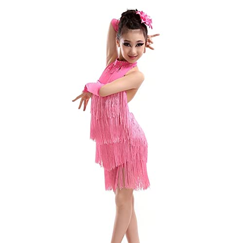Kinder Mädchen Quaste Latein Kleid Neckholder Tango Gesellschaftstanz Kleid Rock Latein Kostüm Rumba Salsa Kleid Tanz Kostüme 3-15 Jahre von Fanus