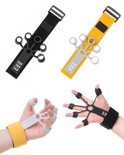 2 Stück Finger Extensor - 6 Level Hand Gripper, 3.0 Einstellbare Fingertrainer, Unterarm Trainer für verbessert die Finger Funktion von Fanwer