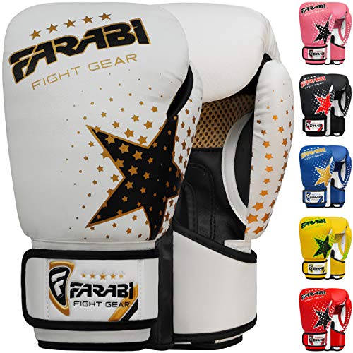 FARABI Kinder-Boxhandschuhe, MMA, Muay Thai, Junior-Boxsack-Handschuhe, weiß 113 g von Farabi Sports