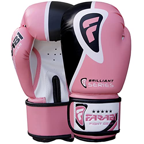 Farabi Sports Boxhandschuhe 10 oz, 12 oz, 14 oz, 16 oz Box Handschuhe für Training, Sparring, Kickboxen, MMA, Muay Thai, Boxhandschuhe männer & Damen Kampf Handschuhe (Pink Brilliant, 8-oz) von Farabi Sports