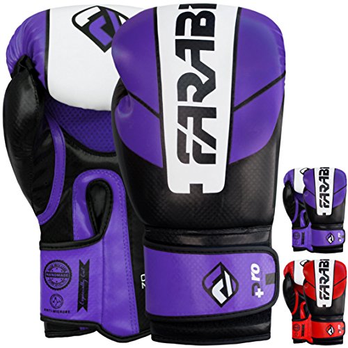 Farabi Boxing Gloves for Training Punching Sparring (Purple/Black, 10-oz) von Farabi Sports