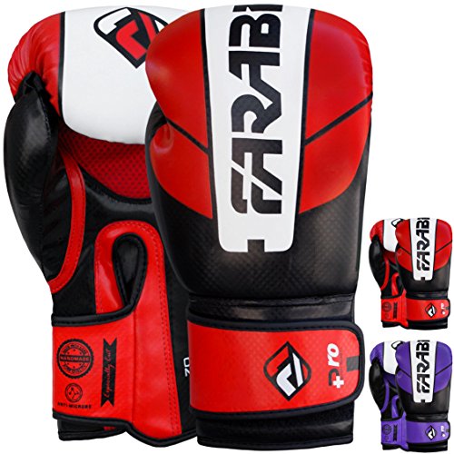 Farabi Boxing Gloves for Training Punching Sparring (Red/Black, 10-oz) von Farabi Sports