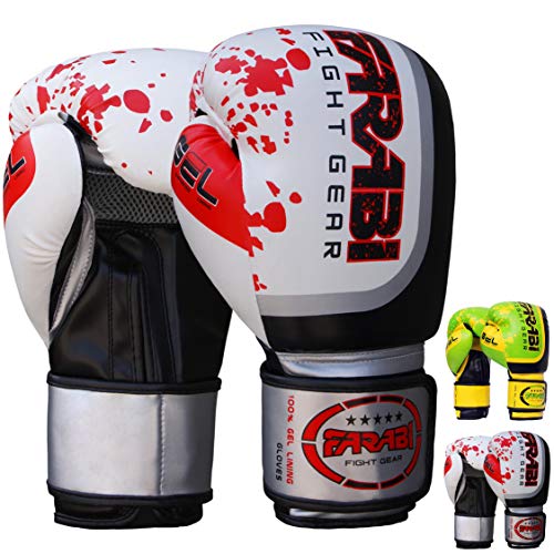 Farabi Boxing Gloves for Training Punching Sparring (White Gell, 12-oz) von Farabi Sports