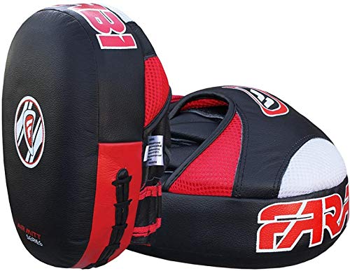 Farabi Sports Focus Pads Air Hand Mitts Muay Thai Kickboxen Punch Pads (Black/Red) von Farabi Sports