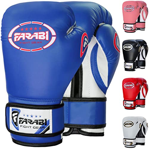 Farabi Sports 4 oz 6 oz 8 oz Boxhandschuhe Kinder Box Handschuhe MMA Muay Thai Kickboxen Sparring Boxsack Training Kinder Boxhandschuhe (Blue, 6-oz) von Farabi Sports
