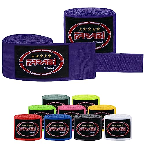 Farabi Sports Kinder & Erwachsene boxbandagen Gym Fitness Workout Bandagen Boxen Sparring Bandagen (Kids (2.50 Meters), Purple) von Farabi Sports