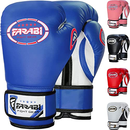 Farabi Sports 4 oz 6 oz 8 oz Boxhandschuhe Kinder Box Handschuhe MMA Muay Thai Kickboxen Sparring Boxsack Training Kinder Boxhandschuhe (Blue, 8-oz) von Farabi Sports