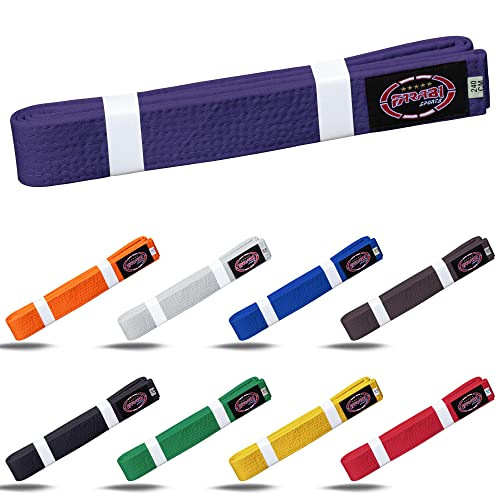 Farabi Sports Karate Gürtel Mehrere Farben Karate Gürtel Judo Karate BJJ Kampfsport Taekwondo Gürtel (280-cm, Purple) von Farabi Sports