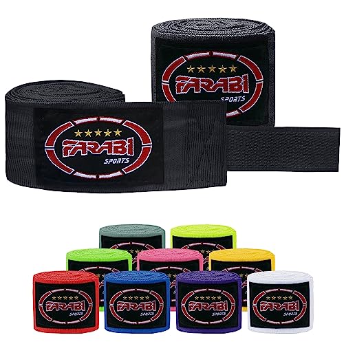 Farabi Sports Kinder & Erwachsene boxbandagen Gym Fitness Workout Bandagen Boxen Sparring Bandagen (Kids (2.50 Meters), Black) von Farabi Sports