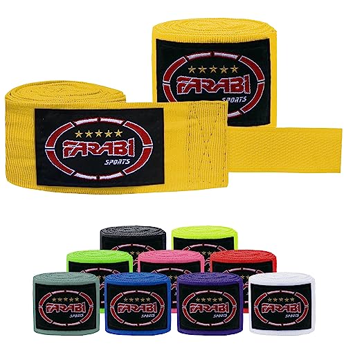 Farabi Sports Kinder & Erwachsene boxbandagen Gym Fitness Workout Bandagen Boxen Sparring Bandagen (Adult (4 Meters), Yellow) von Farabi Sports