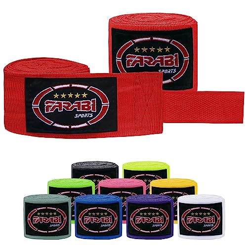 Farabi Sports Kinder & Erwachsene boxbandagen Gym Fitness Workout Bandagen Boxen Sparring Bandagen (Adult (4 Meters), Red) von Farabi Sports