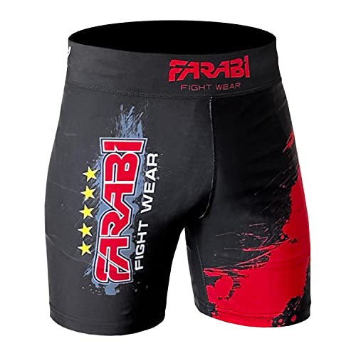 Farabi Sports MMA Short Vale Tudo Kompressionsshorts Grappling Fight Training Match Compression Tight (Black/Red, L) von Farabi Sports