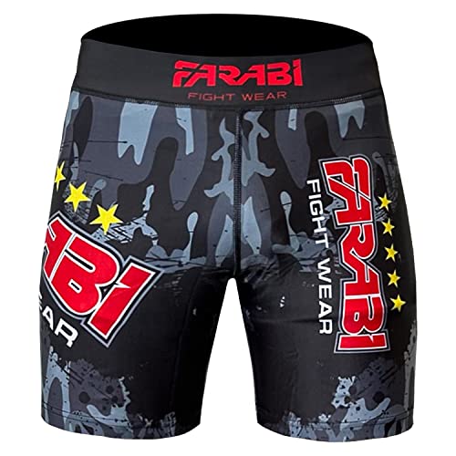 Farabi Sports MMA Short Vale Tudo Kompressionsshorts Grappling Fight Training Match Compression Tight (Camo/Grey, L) von Farabi Sports