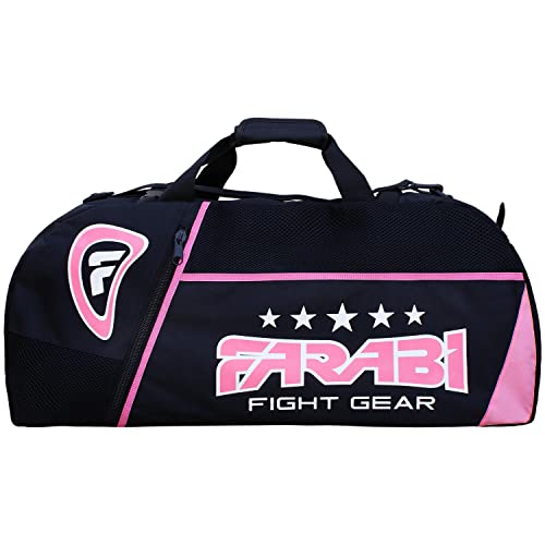 arabi Sports Gym Fitness Unsichtbare Trainingstasche MMA Hosenträger, Boxsack Tote Trainingsgeräte Reise Sporttasche (Black/Pink) von Farabi Sports