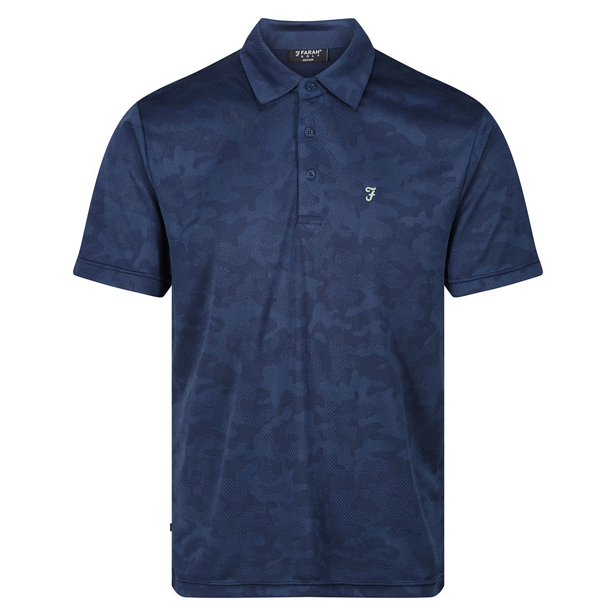 Farah Men's Jones Camo Golf Polo Shirt, Mens, Dress blues, Small | American Golf von Farah